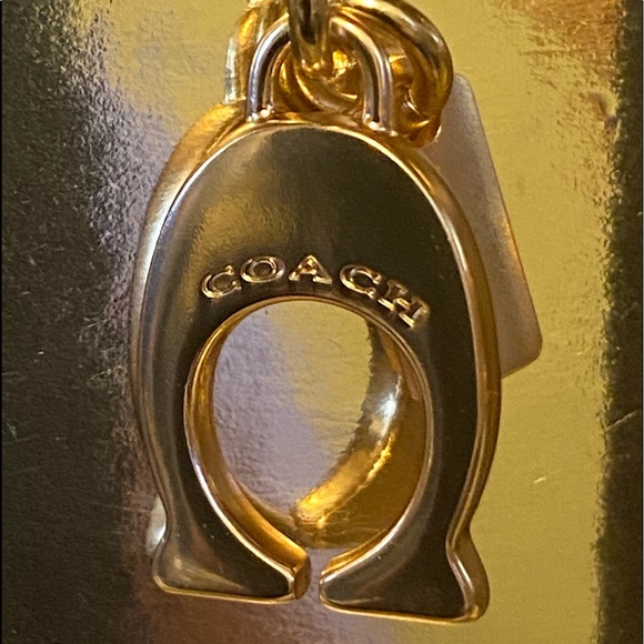 Coach Signature Khaki Wine Leather Wristlet Charms - Picture 5 of 8